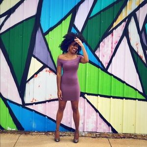 Lavender off the shoulder mini dress